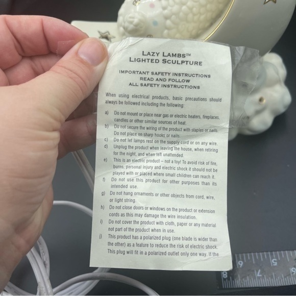 Lenox lazy lambs lamp porcelain sculpture moon and stars baby room nightlight - Picture 10 of 10